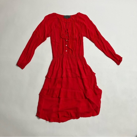 ANTHRO SUNDAY IN BROOKLYN neon salmon linen style dress - Picture 1 of 7